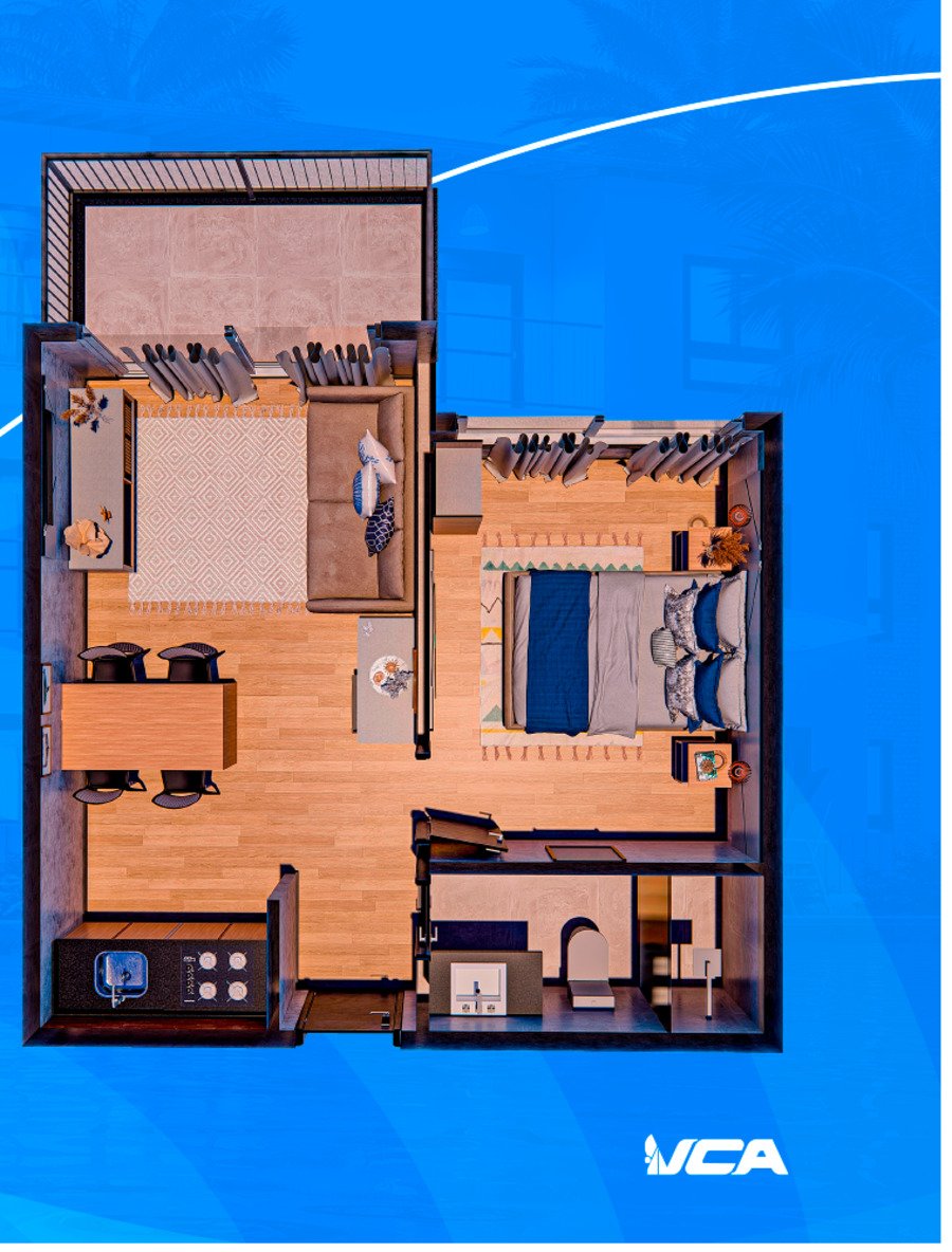 Planta de 1 quarto do Kahakai Prado